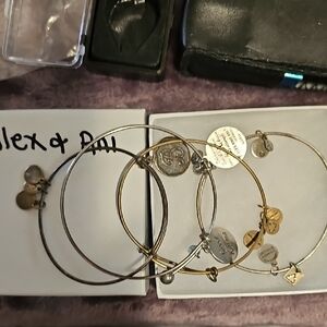 4- Elegant Alex & Ani  Gold and Silver Bangle Set